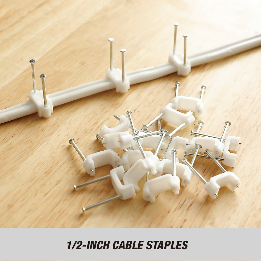 Hyper Tough 25-Pack 1/2-inch Cable Staples, White - Image 3
