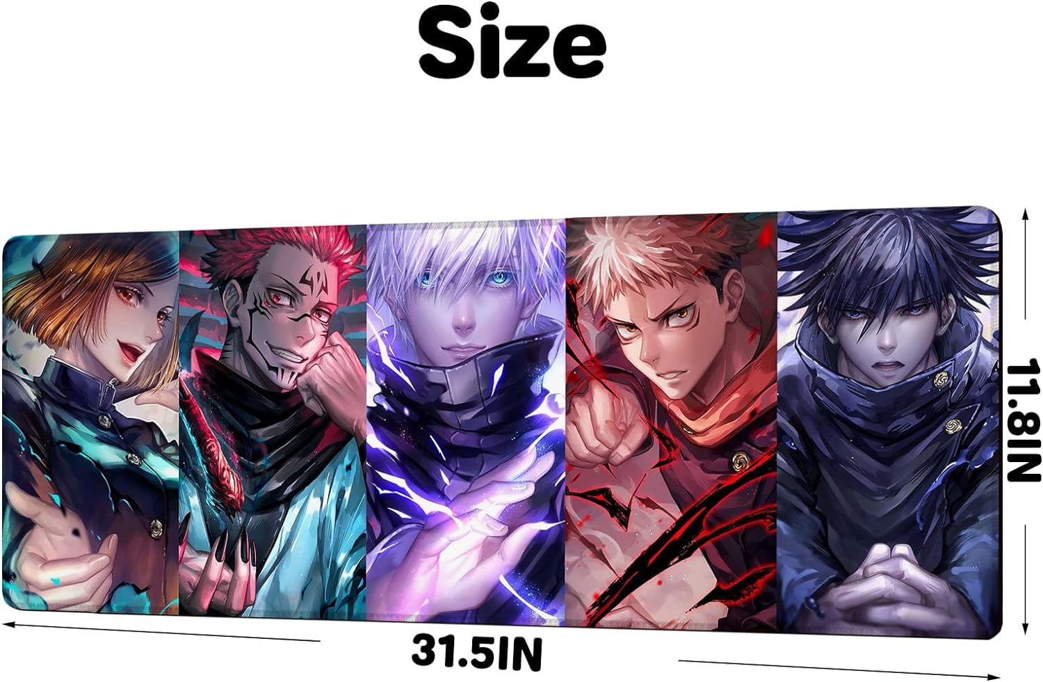 Anime Jujutsu Kaisen Mouse Pad Non-Slip Rubber Desk Mat Extended Large Gaming Mousepad for Office Desk Decor 31.5 x 1... - Image 4