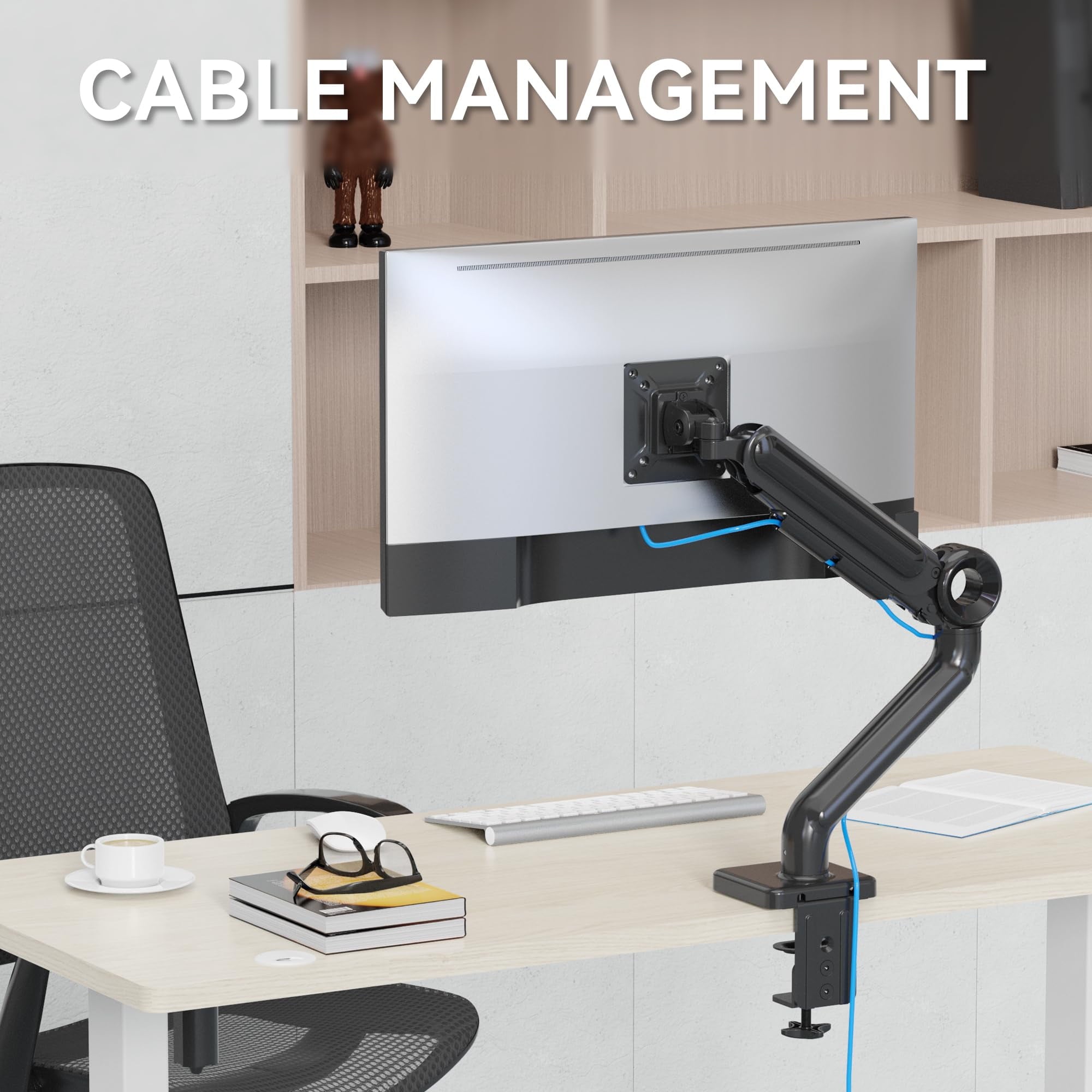 Rosewill Single Monitor Arm Holds 26.50 lbs, Ultrawide Computer Monitor Stand for 35 inch Screens, Upgraded Adjustable Monitor Mount with US - Image 5