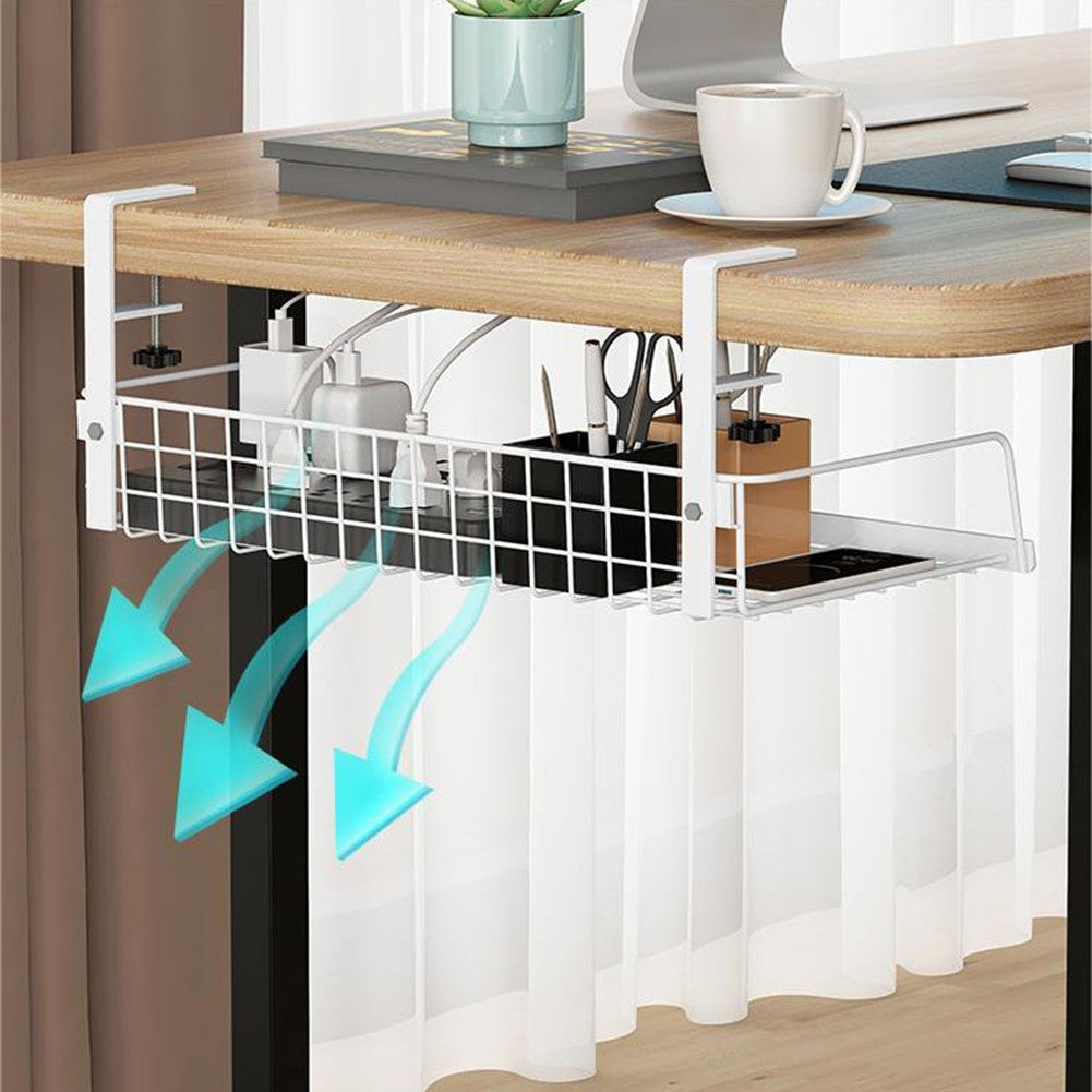 Under Desk Cable Management Tray, No Drill Cable Tray Organizers, Wire Management Tray Cable Rack with Clamp Mount, M... - Image 6