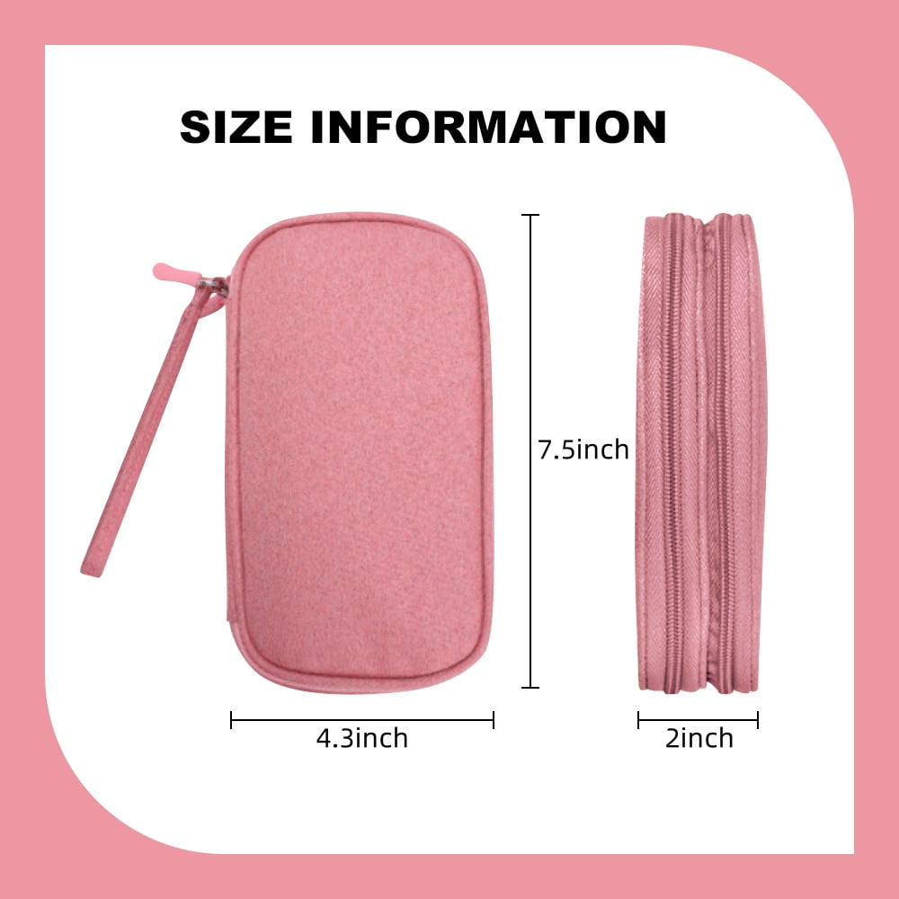 Travel Cable Organizer Pouch for Electronic Accessories, Portable Waterproof, Pink - Image 4