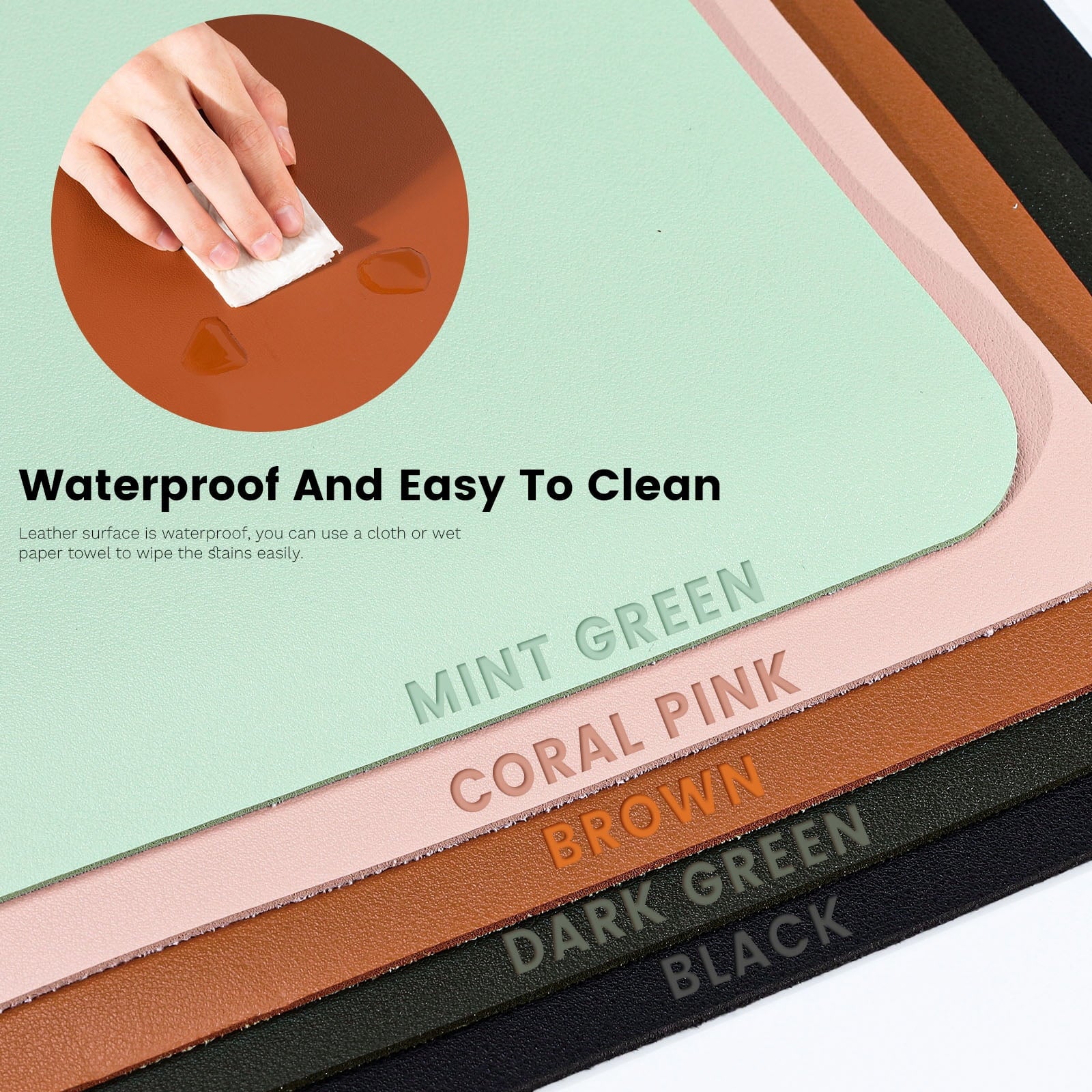 Pink Leather Desk Mat, Non-Slip Large Computer Desk Pad Protector, Waterproof Office Desk Mouse Pad Blotter for Desktop Keyboard Gaming Home - Image 6