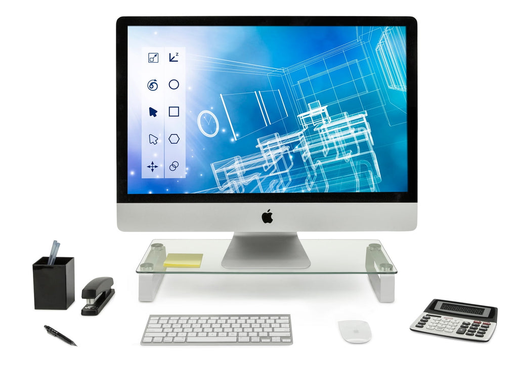 Glass Monitor Stand| Fits 17"-27" Computer Screens | Capacity - Image 6
