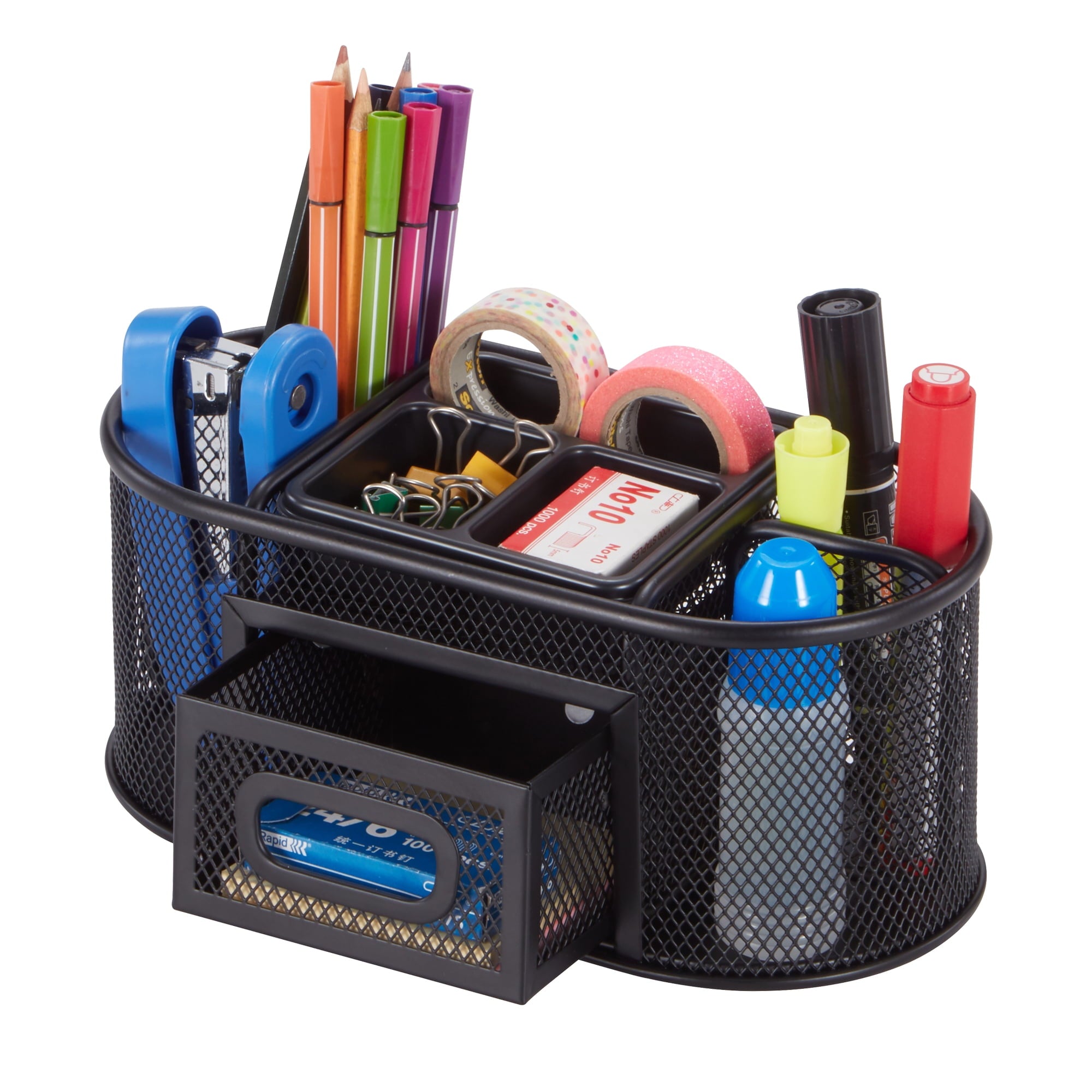 Metal Mesh Desktop Organizer, 8 Compartments, Black - Image 6