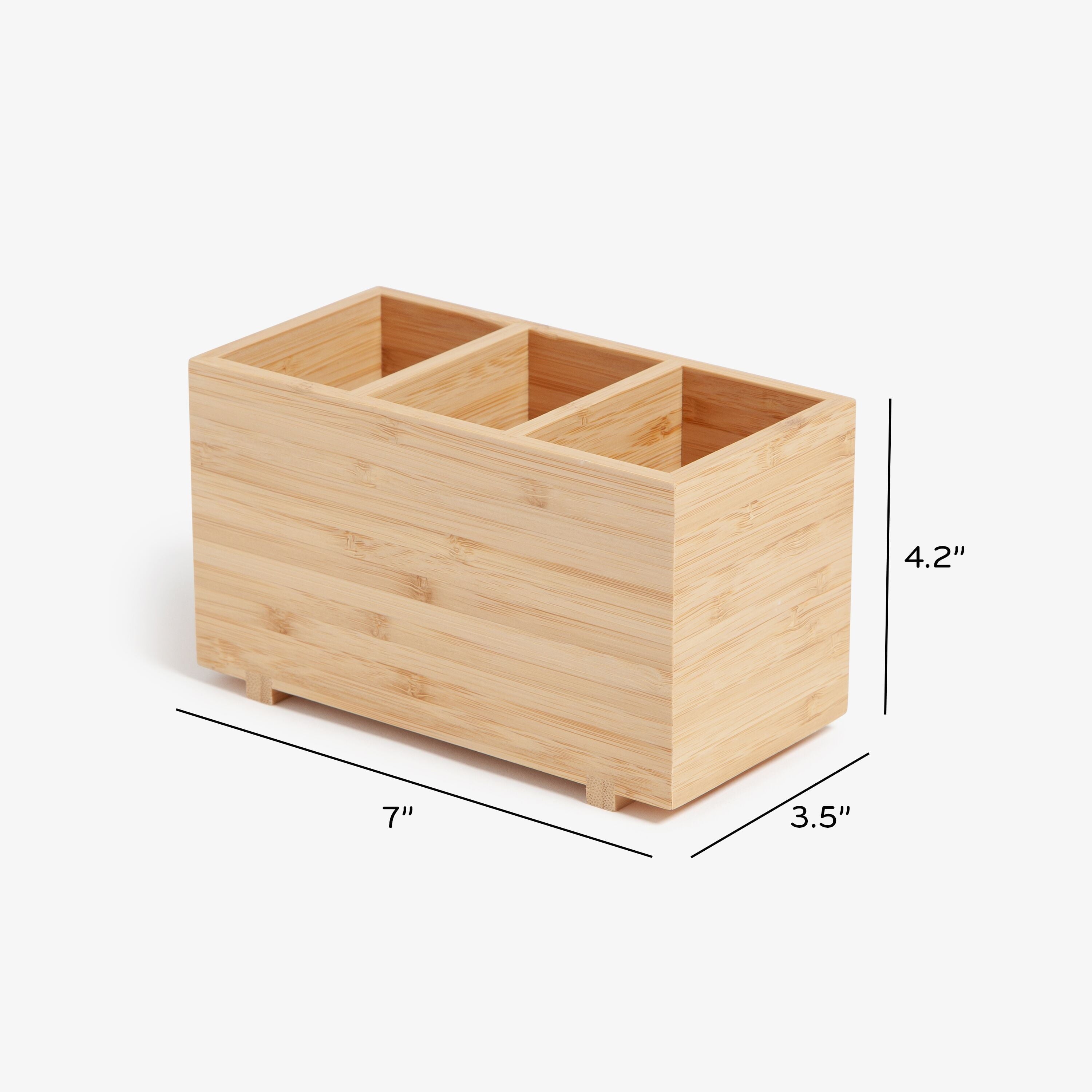 Desktop Organizer, 7" x 3.5" x 4.2", Bamboo, Made of Natural Materials - Image 3