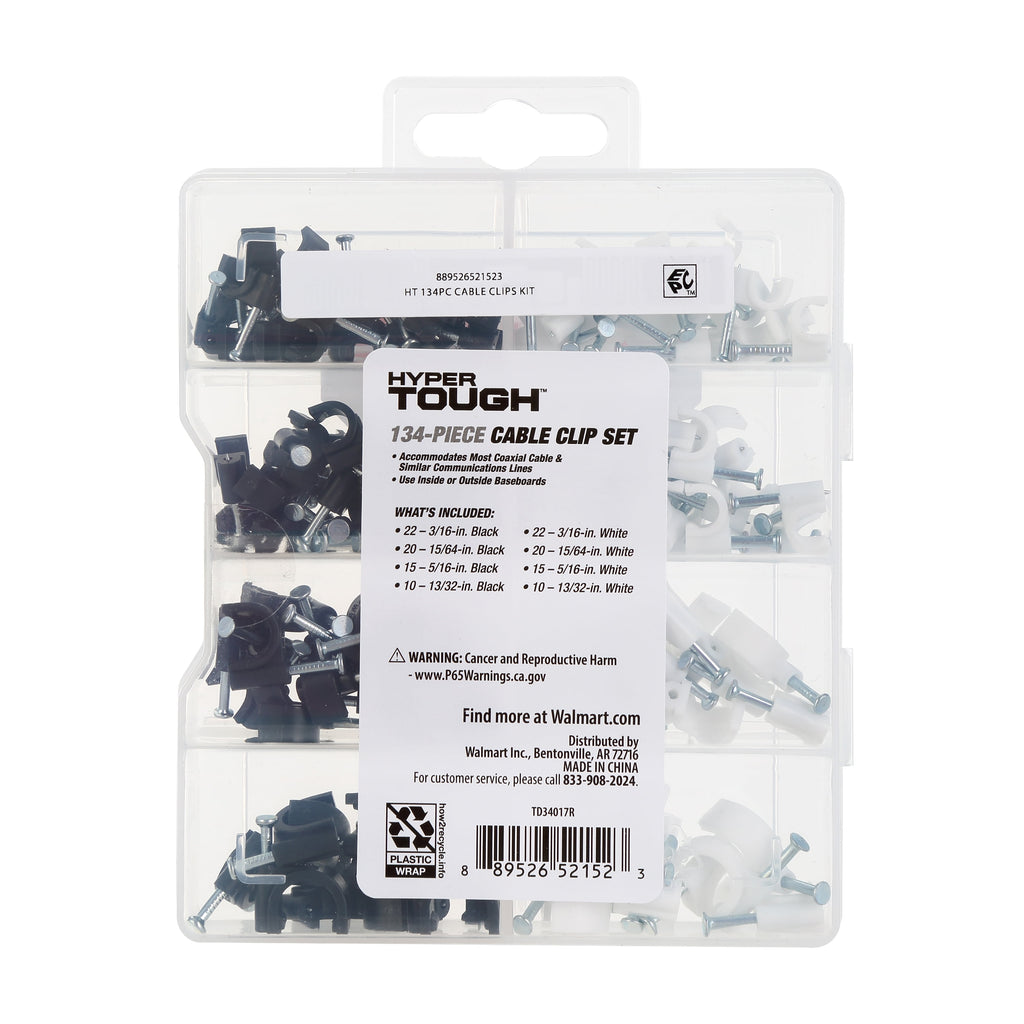 134-Piece Polypropylene Cable Clip Set for Wood and Masonry - Image 2