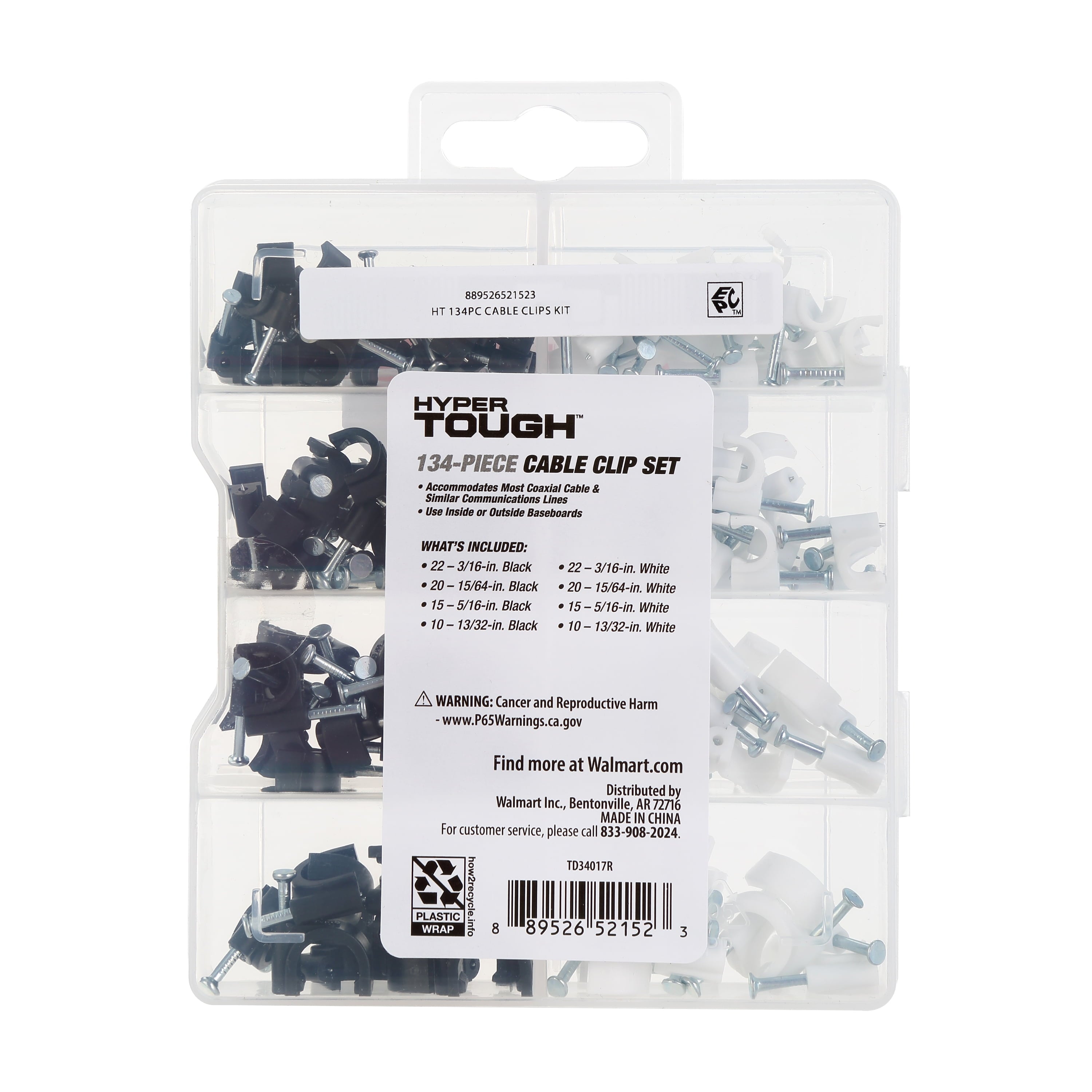 134-Piece Polypropylene Cable Clip Set for Wood and Masonry - Image 2