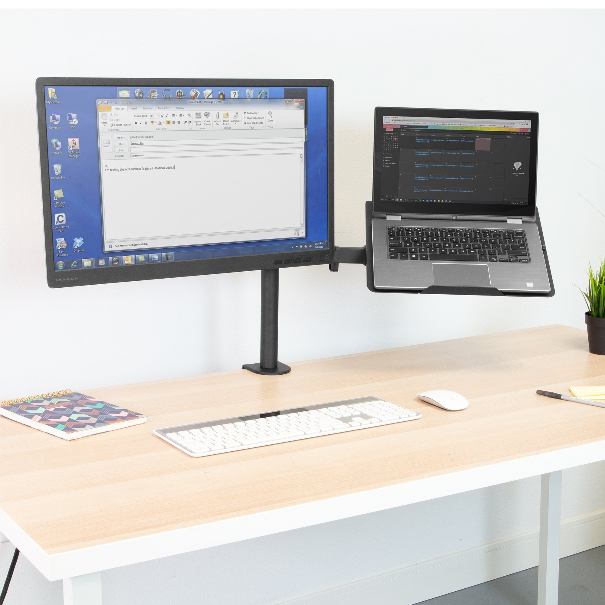 Monitor Mount and Desk Stand with Laptop Holder | Fits 17"-27" Computer Screens - Image 5