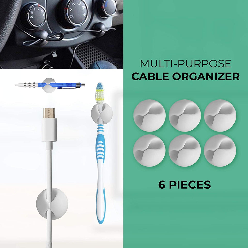 (Pack of 6) Cable Clips, Cord Keeper, Cord Management System with 3M Adhesive, Desktop Cable Organizer & Computer, Electrical, Charging or M - Image 5