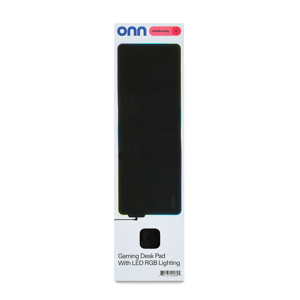 onn Gaming Desk Pad with LED RGB Lighting, Black 32", Rubber Anti-Slip base - Image 6