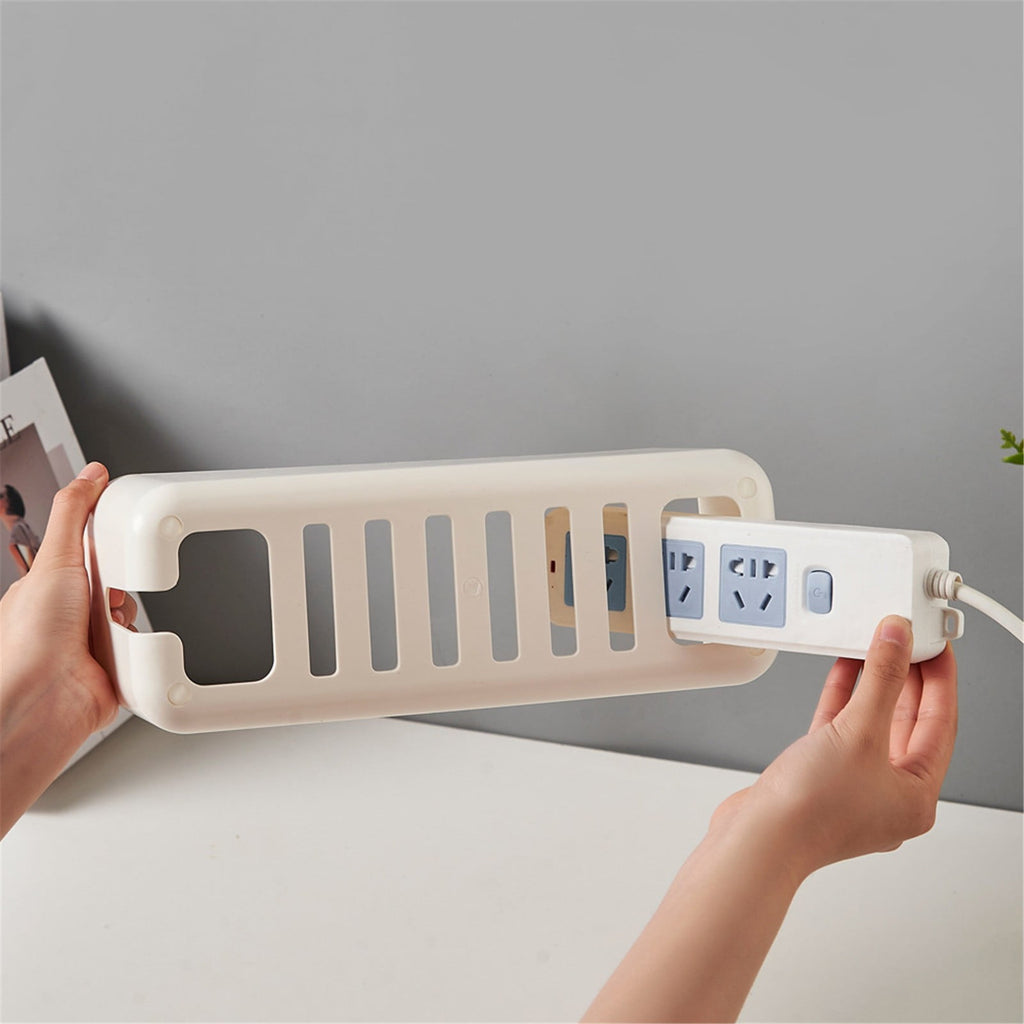 White Cable Management Box 11.8x4.5 Inches, Wooden Lid, Cable Organizer for Desktop, TV, Computer, USB Hub System for... - Image 5