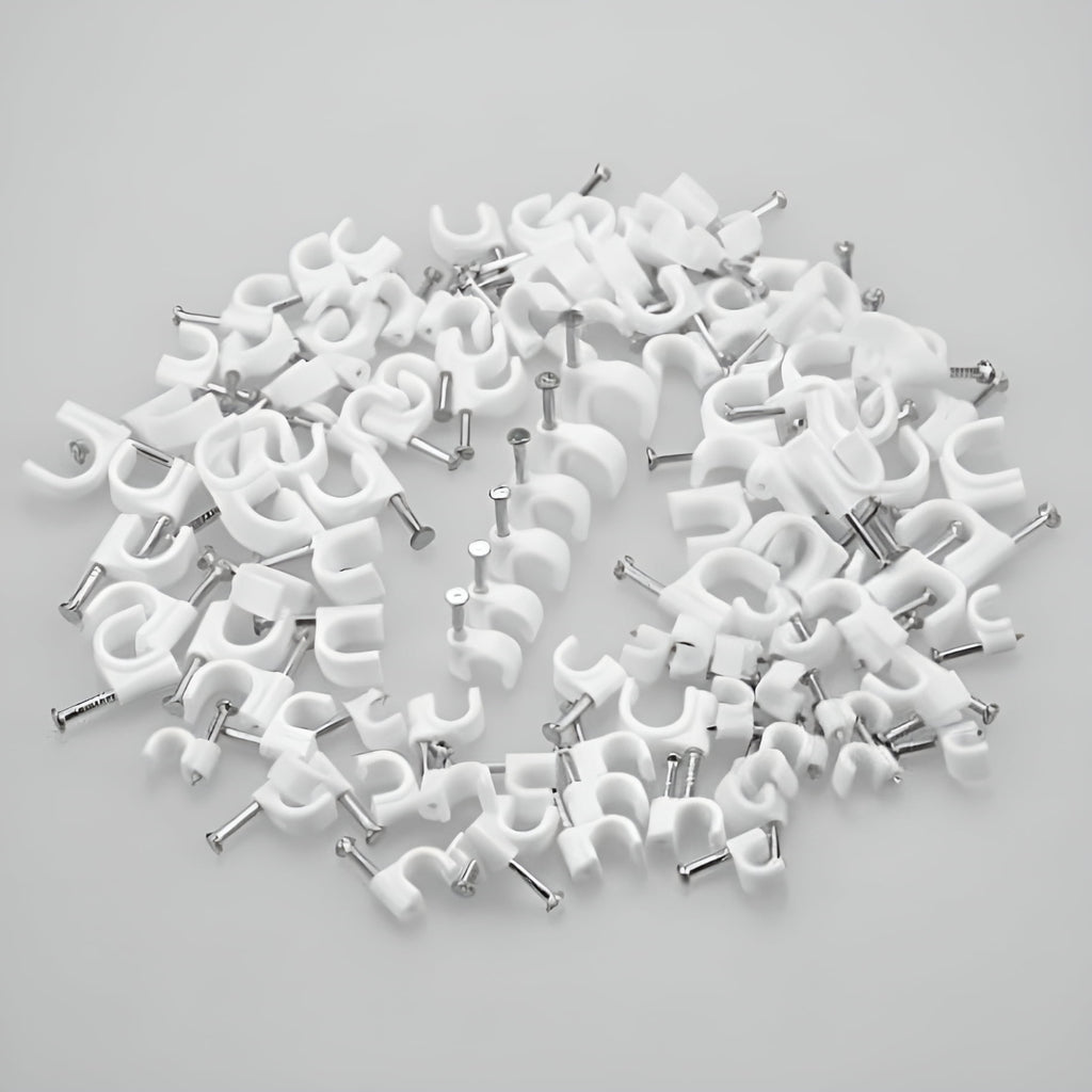 100/pk White Nail in Ethernet Cable Nails Clips for Cable Wires Organizer - Image 2