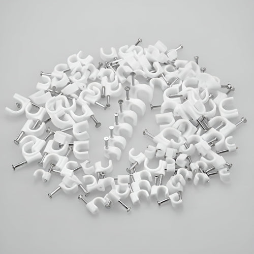 100/pk White Nail in Ethernet Cable Nails Clips for Cable Wires Organizer - Image 2