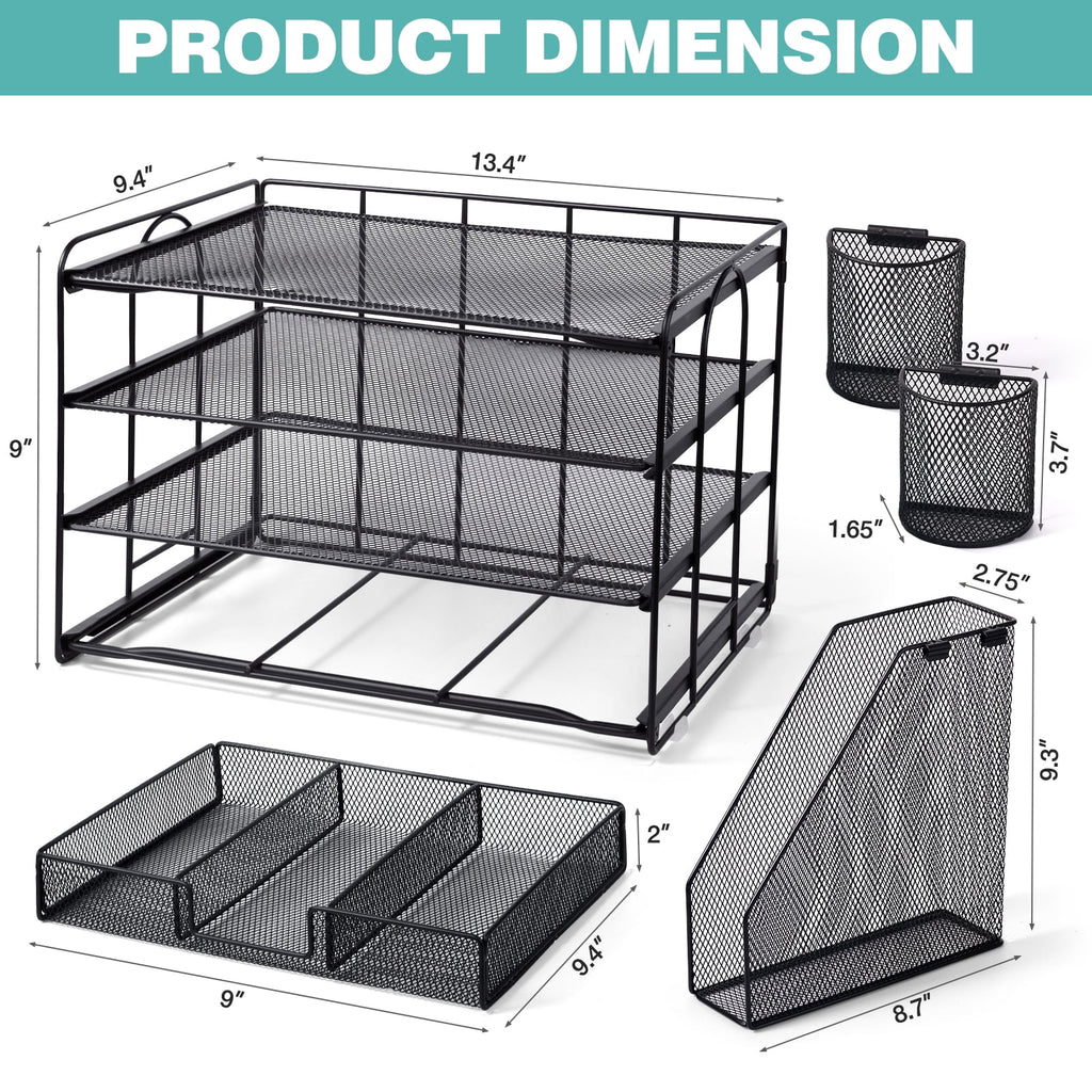 Livhil Desktop Organizer 4-Tier Desk Organizers Sets and Storage, File Organizers for Desk Drawer Organizer, Paper Organizer for Desk (Black - Image 3