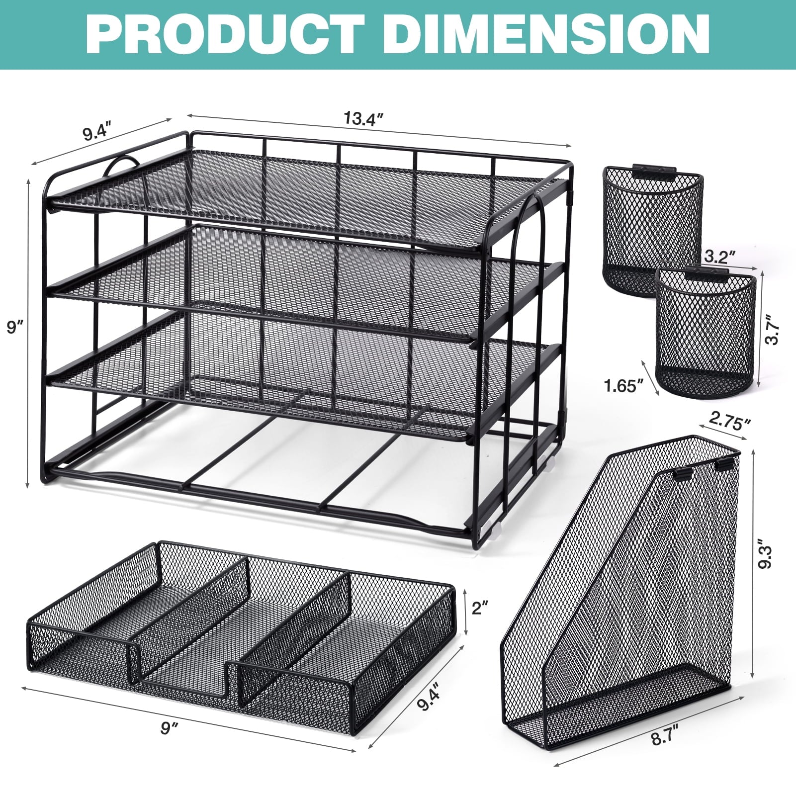 Livhil Desktop Organizer 4-Tier Desk Organizers Sets and Storage, File Organizers for Desk Drawer Organizer, Paper Organizer for Desk (Black - Image 3