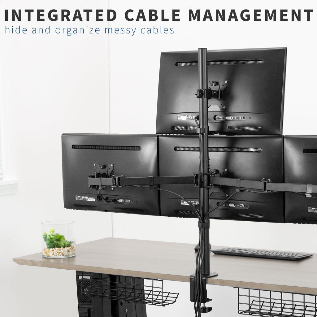 VIVO Quad Heavy Duty 13" to 24" Monitor Desk Mount | 3 + 1 Stand Holds 4 Screens - Image 6