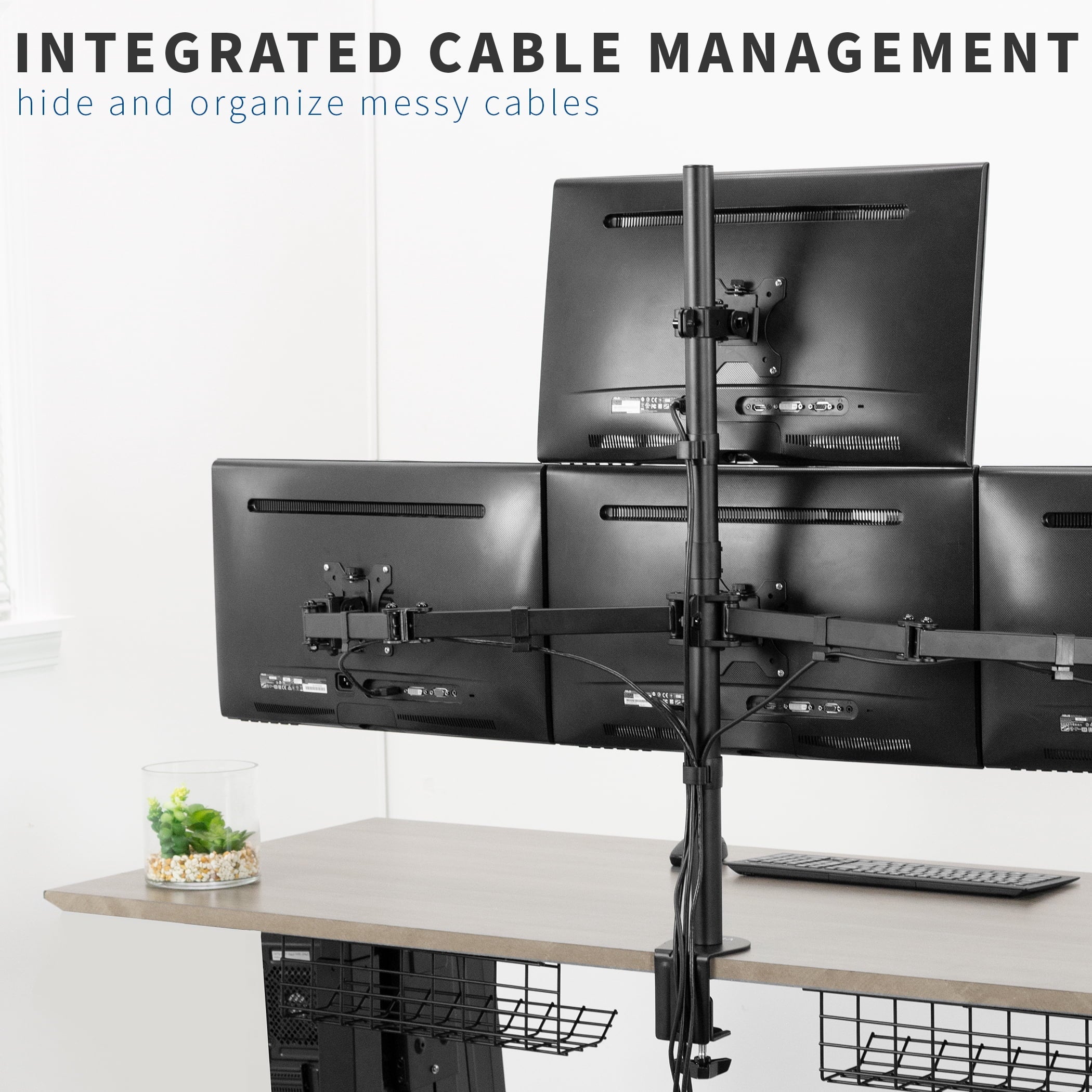 VIVO Quad Heavy Duty 13" to 24" Monitor Desk Mount | 3 + 1 Stand Holds 4 Screens - Image 6