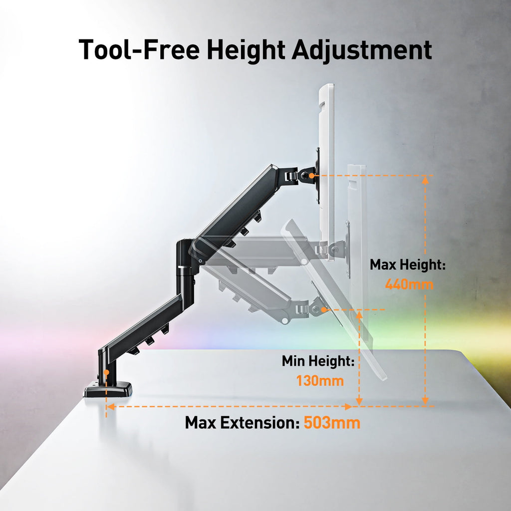 Single Monitor Desk Mount for 13"-32" Screens, Computer Monitors Stand, Height Adjustable Monitor Mount, with Gas Spr... - Image 3