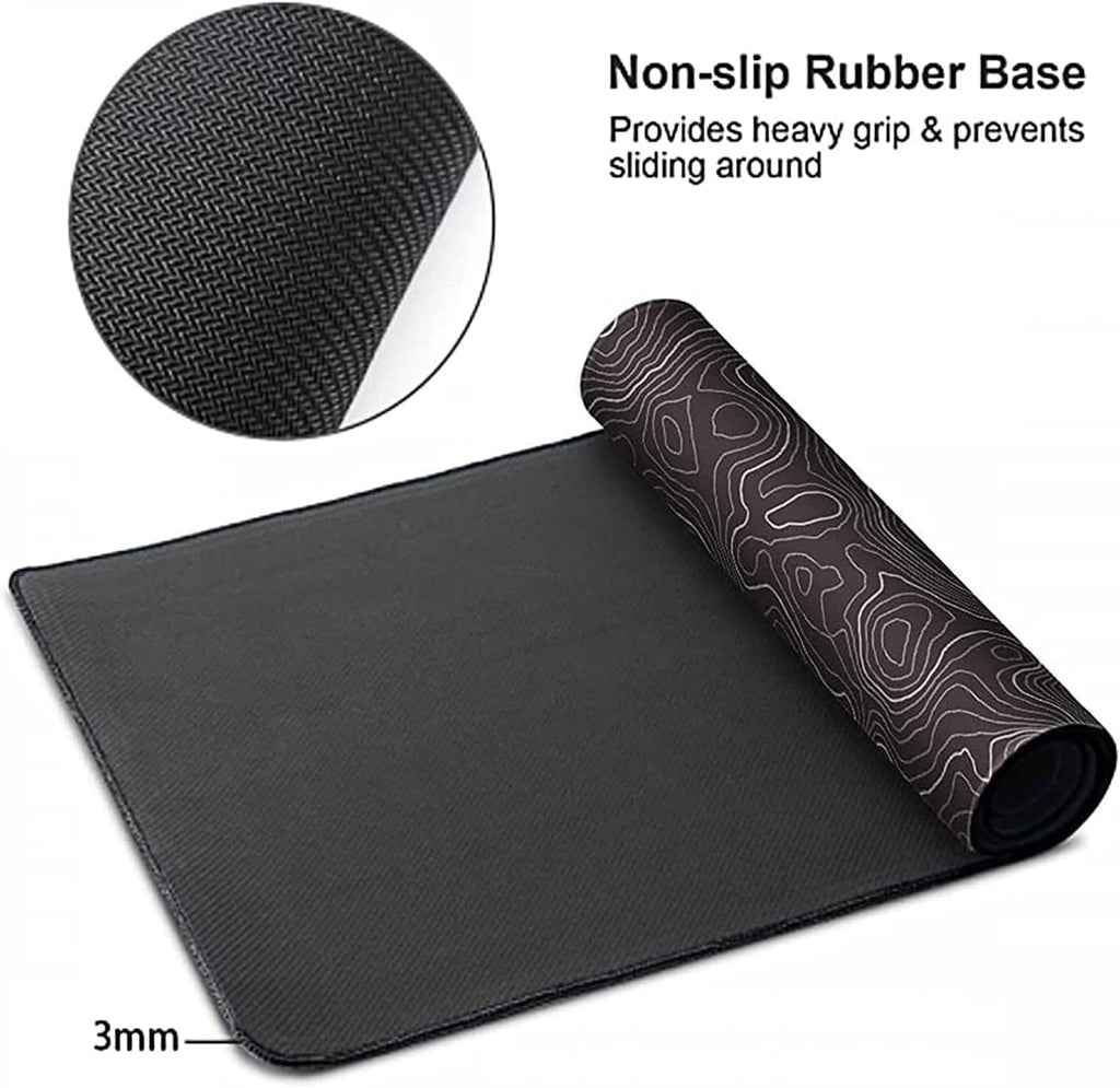 Large Mouse Pad Mat (35x17 in) Extended Gaming Mouse Pad with Non-Slip Rubber Base,Background Topographic Map Lines C... - Image 3