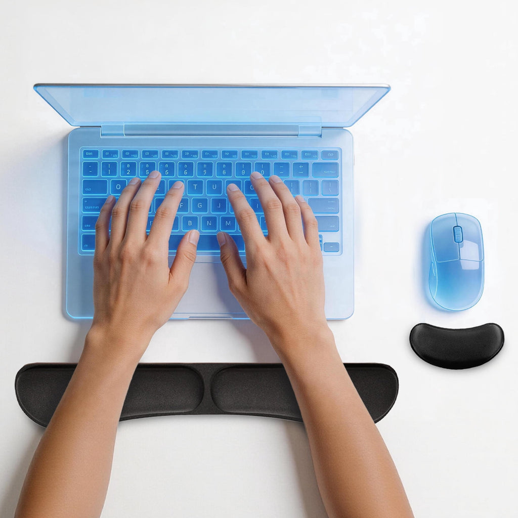 Memory Foam Keyboard Wrist Rest Set, Desk Pads Support Hand and Arm, Ergonomic Keyboard Mouse Wrist Support for Typin...