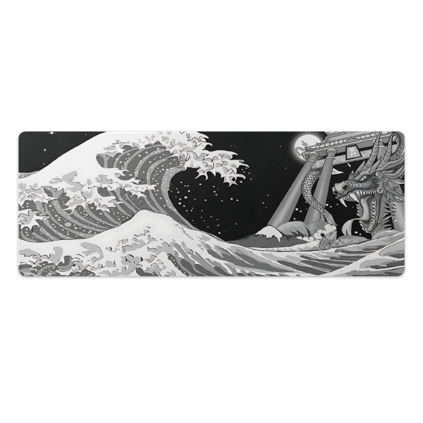 Gaming Mouse Pad Waves Sea Dragon Mouse Pad 31.5x11.8 Inch, Extended XL Computer Desk Mat Waterproof Non-Slip Long De...