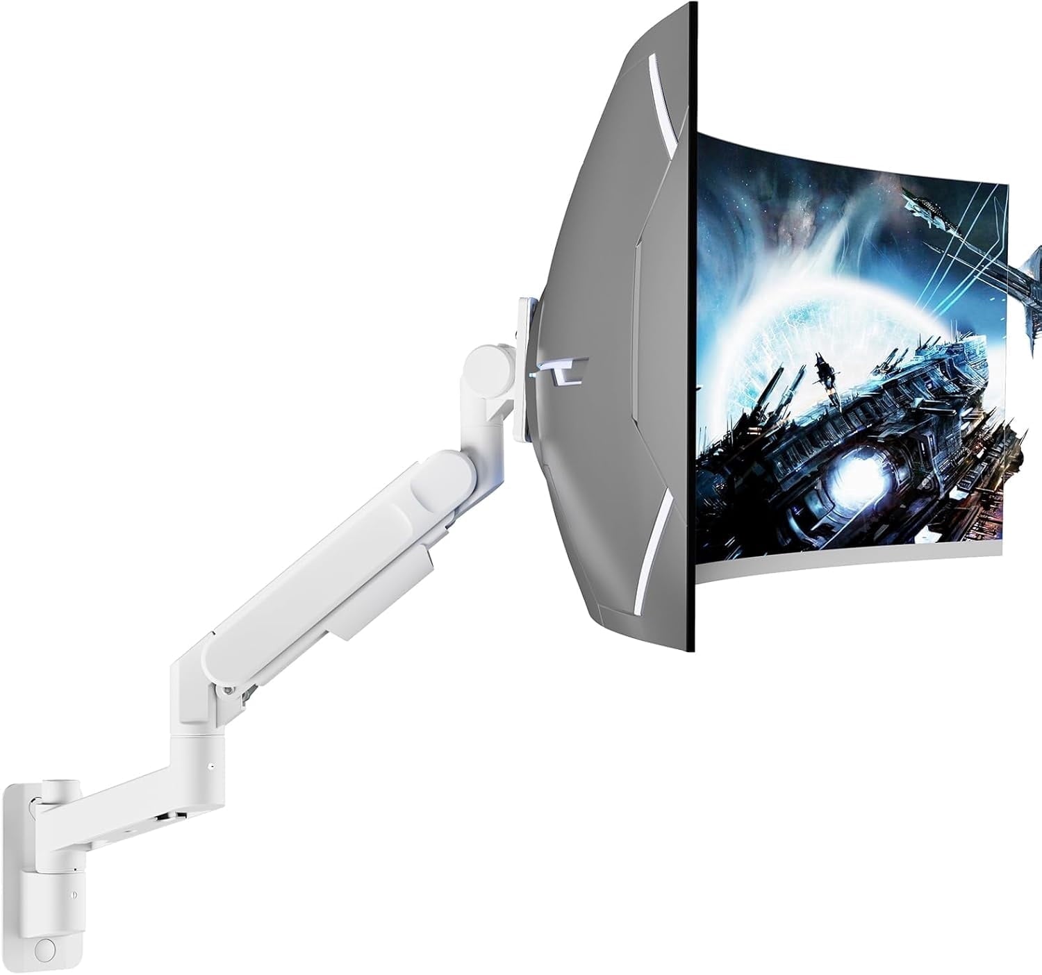 ARES WING Heavy Duty Wall Mount Monitor Arm for 24"-57" Ultrawide Screens, Gas Spring Wall Monitor Mount Holds up to 60 lb, Full Motion Adju