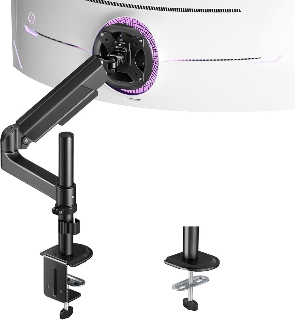 ARES WING Single Monitor Arm Desk Mount for 17"-40" Ultrawide Screens, Heavy Duty Adjustable Monitor Mount Holds up to 26.4 lb, Gas Spring C