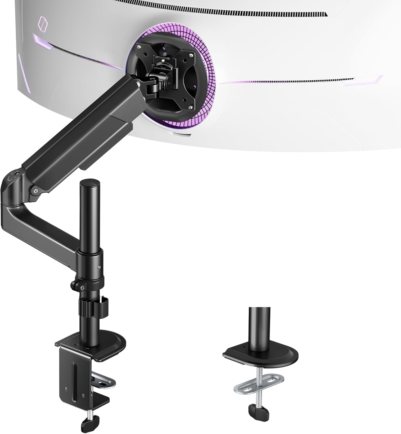 ARES WING Single Monitor Arm Desk Mount for 17"-40" Ultrawide Screens, Heavy Duty Adjustable Monitor Mount Holds up to 26.4 lb, Gas Spring C
