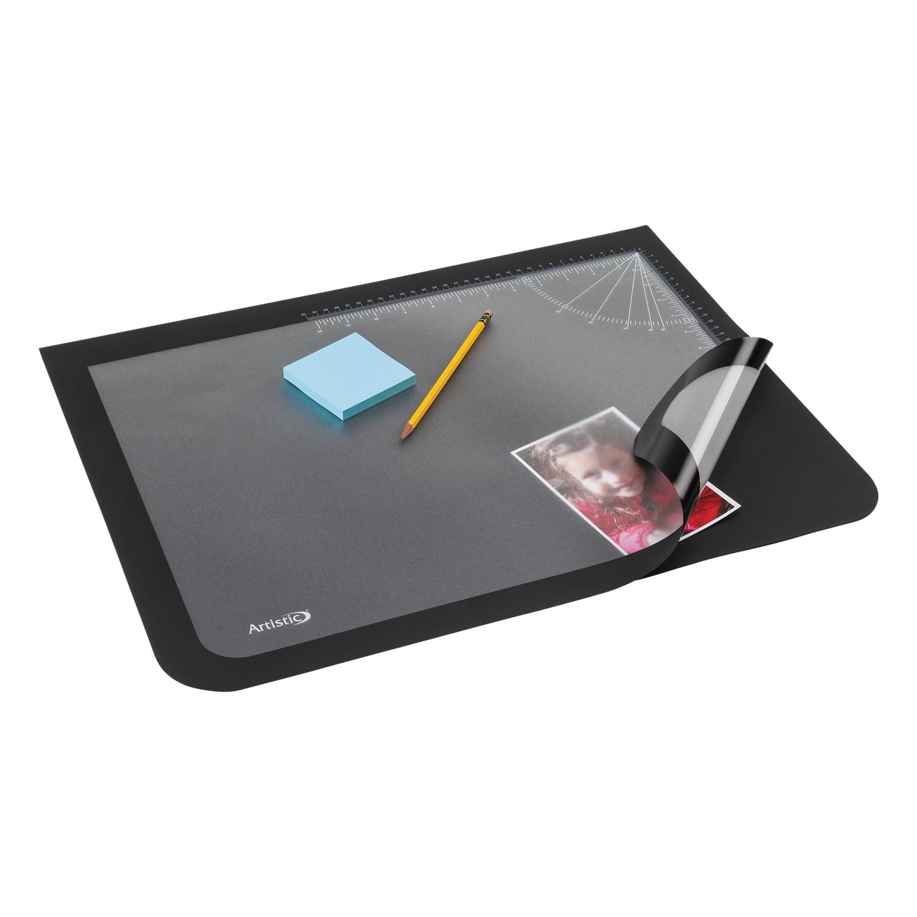 Lift-top Pad Desktop Organizer With Clear Overlay, 22 X 17, Black