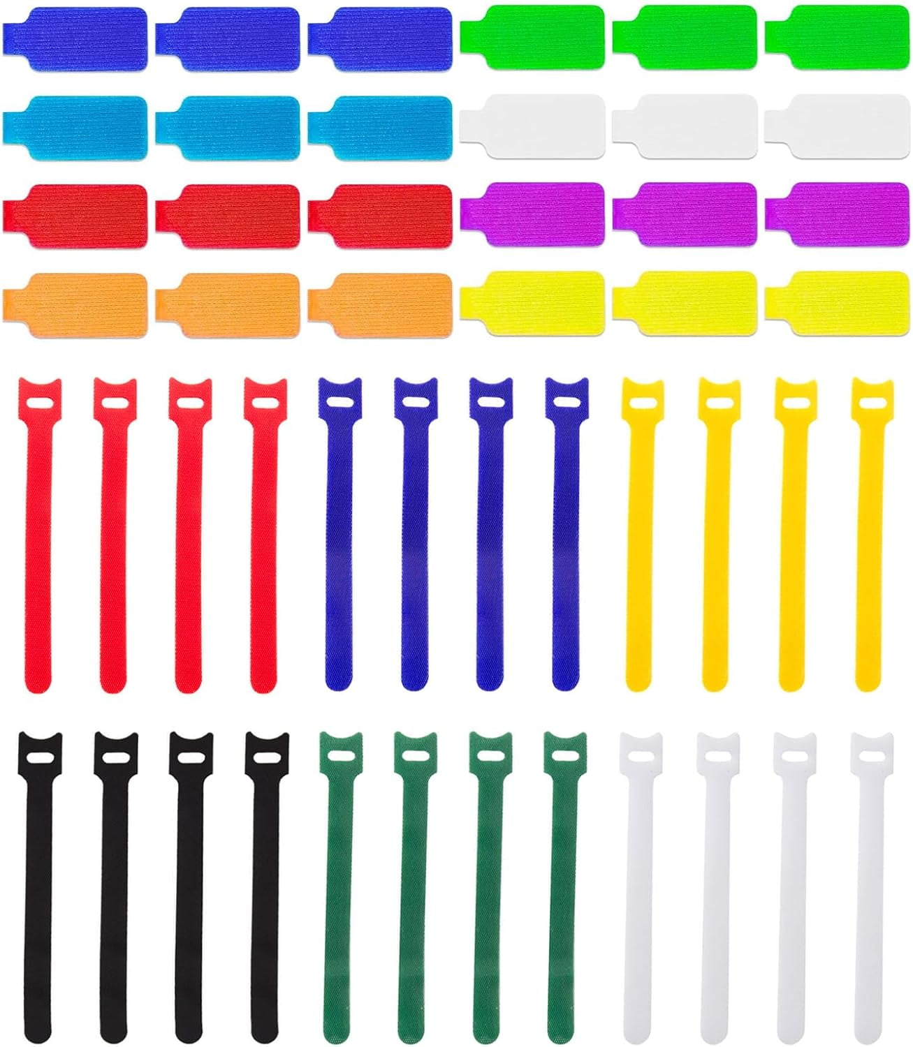 BDKWID-Cable Management Sets, 24 Pcs Multicolor Cable Labels and 24 Pcs Reusable Fastening Cable Ties, Cord Label, Wire Labels - For Home, O