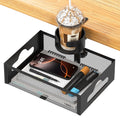 Bemico 360Rotation Under Desk Drawer Organizer with Cup Holder, Clamp-On Metal Large Under Table Storage Slide Out Caddy Drawer for Home & O