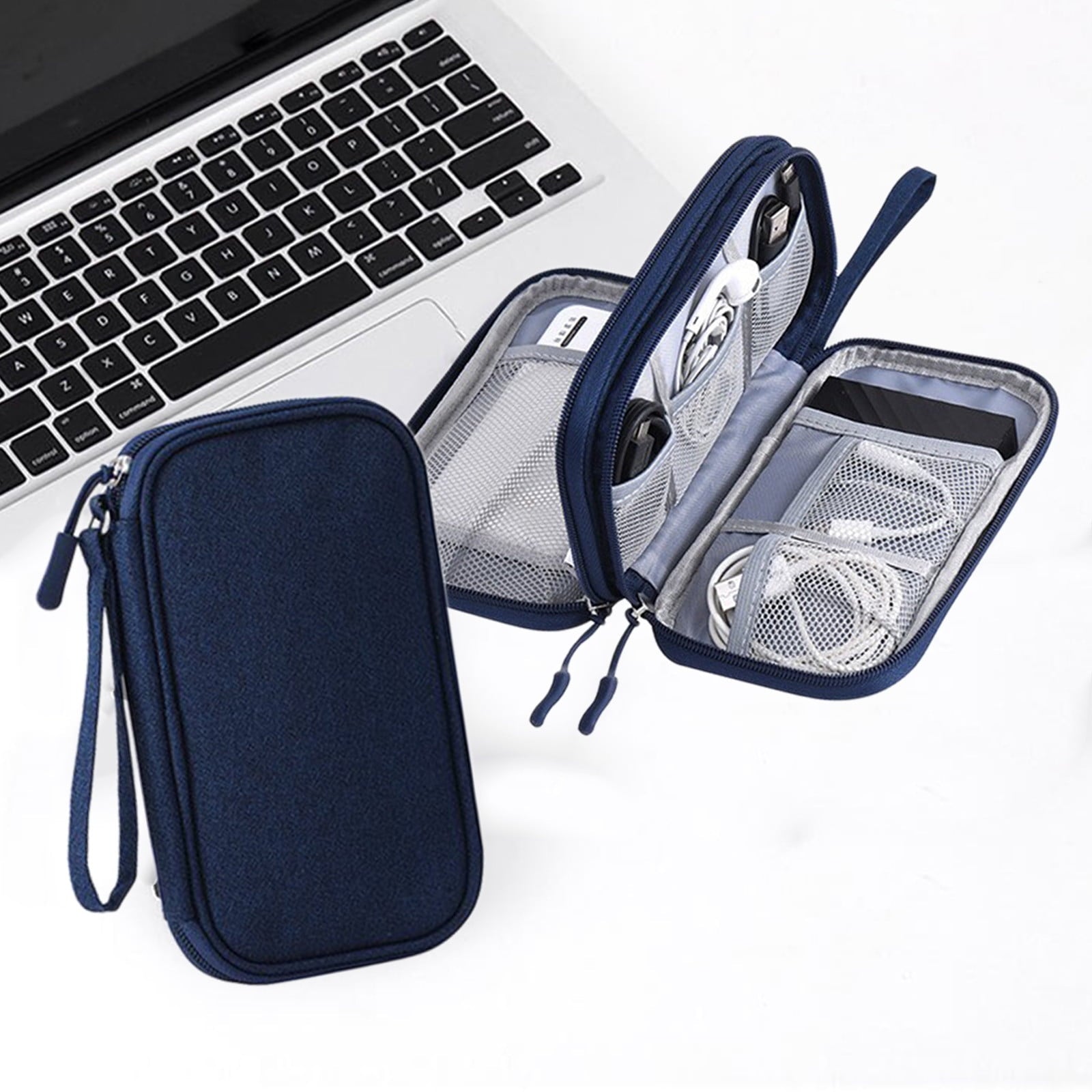 Electronics Organizer, Double Layer Travel Cable Organizer Cord Storage Bag, Tech Accessories Cord Storage Bag, for C...