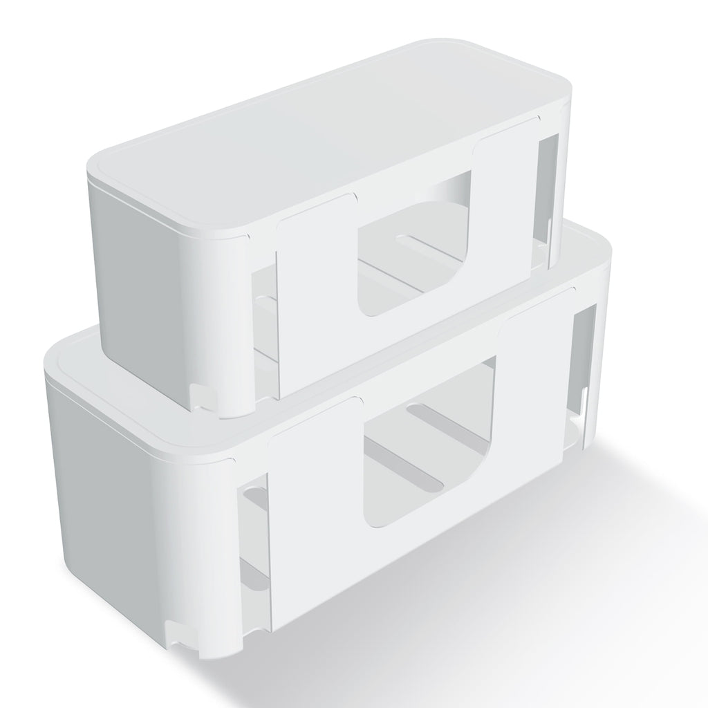 Cable Management Box, Cord Organizer Box for Table, Hide Power Strips & Cords 2-Pack