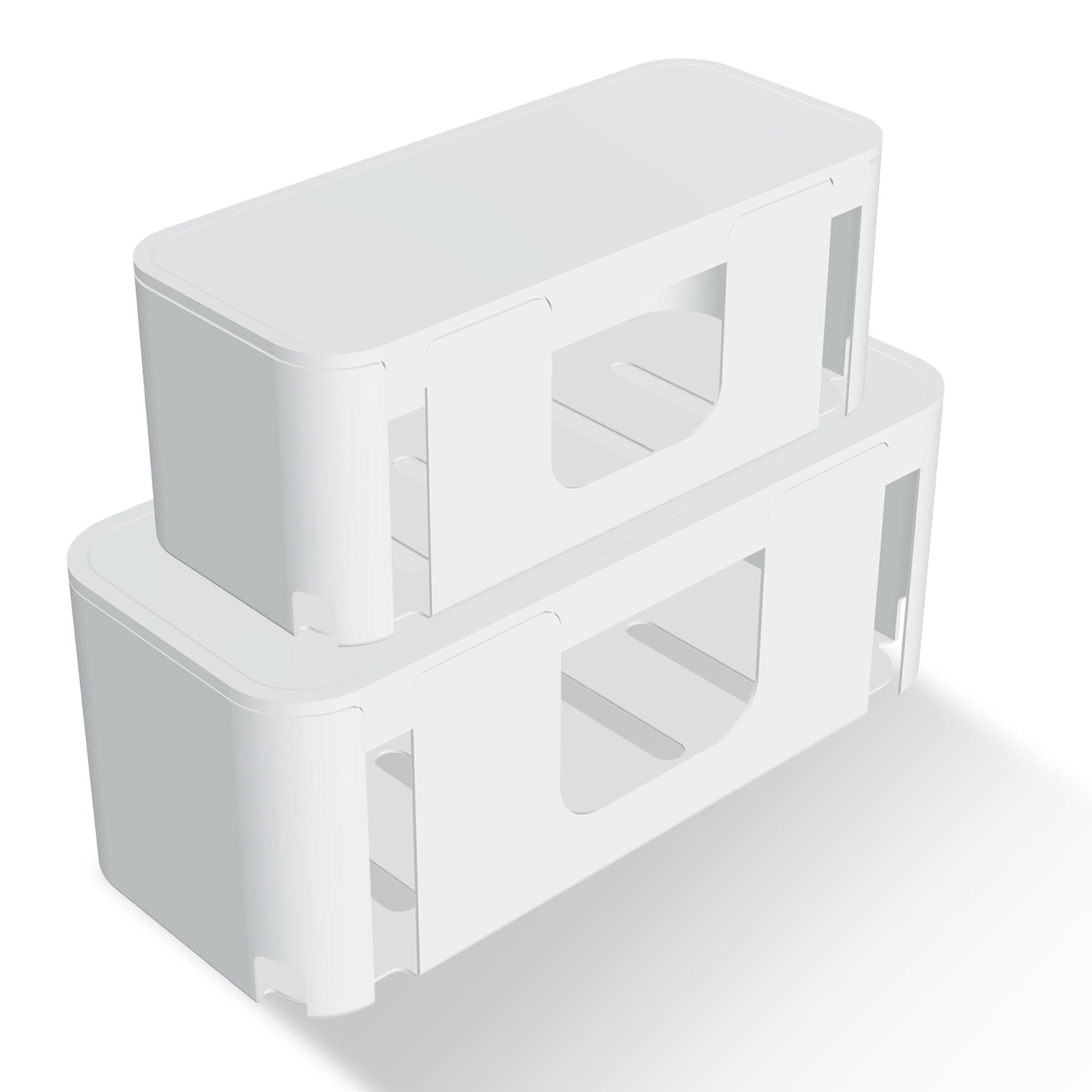 Cable Management Box, Cord Organizer Box for Table, Hide Power Strips & Cords 2-Pack