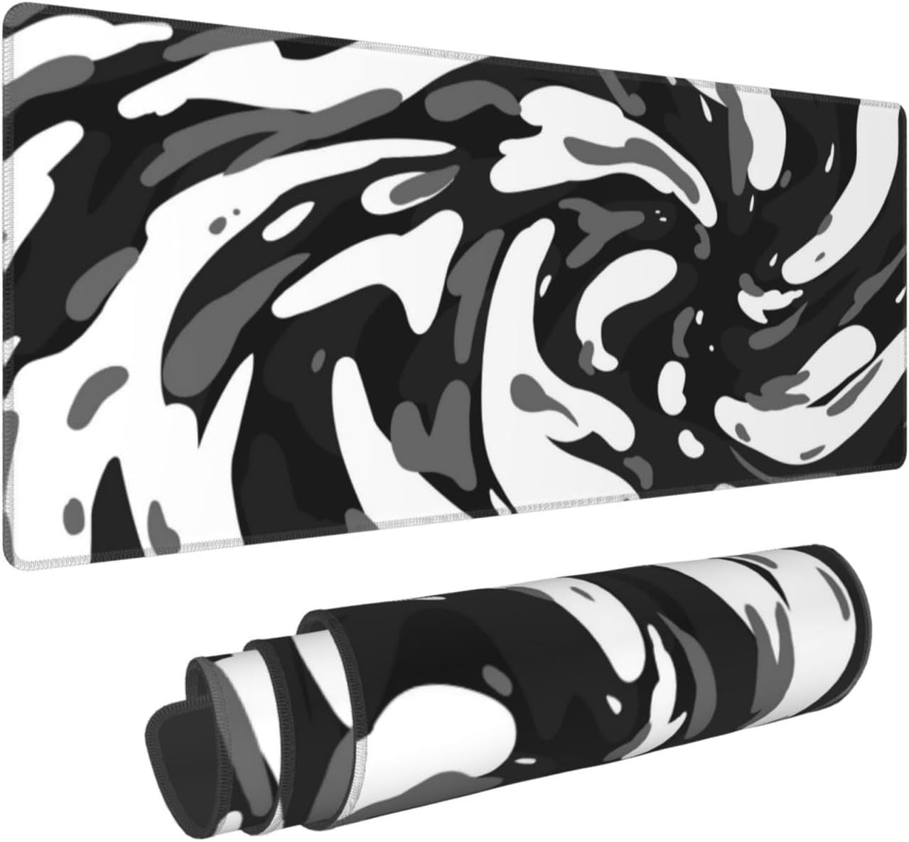 Black White Topographic Mouse Pad XL Large Gaming Mousepad Extended Desk Mats Non Slip Rubber Base Desktop Mat for Work Game Office Home 31.
