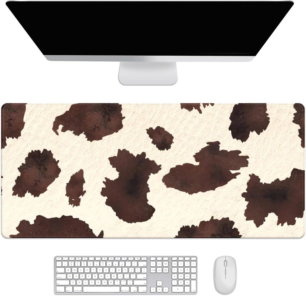 Brown Western Cow Print Desk Mat, Desk Accessory, Cute Workspace, Trendy Workspace, Trendy, 35.4x15.7in Large Gaming ...