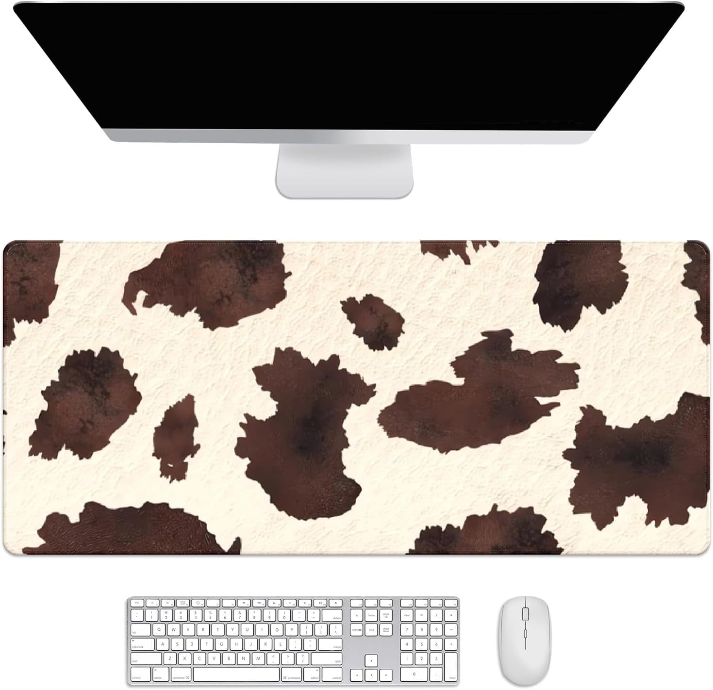 Brown Western Cow Print Desk Mat, Desk Accessory, Cute Workspace, Trendy Workspace, Trendy, 35.4x15.7in Large Gaming ...