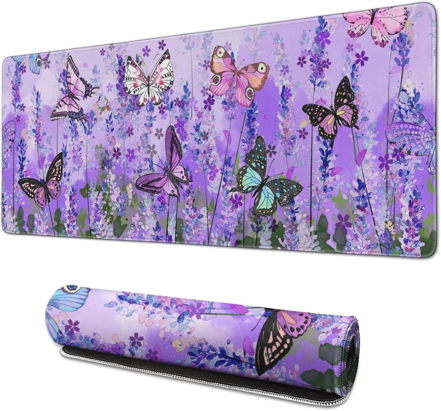 Butterfly Large Purple Desk Mat for Desktop - Office Desk Pad and Computer Desk Mat