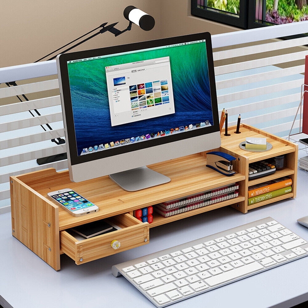 CHZIMADE Computer Desktop Monitor Stand Laptop TV Display Screen Computer Riser Shelf