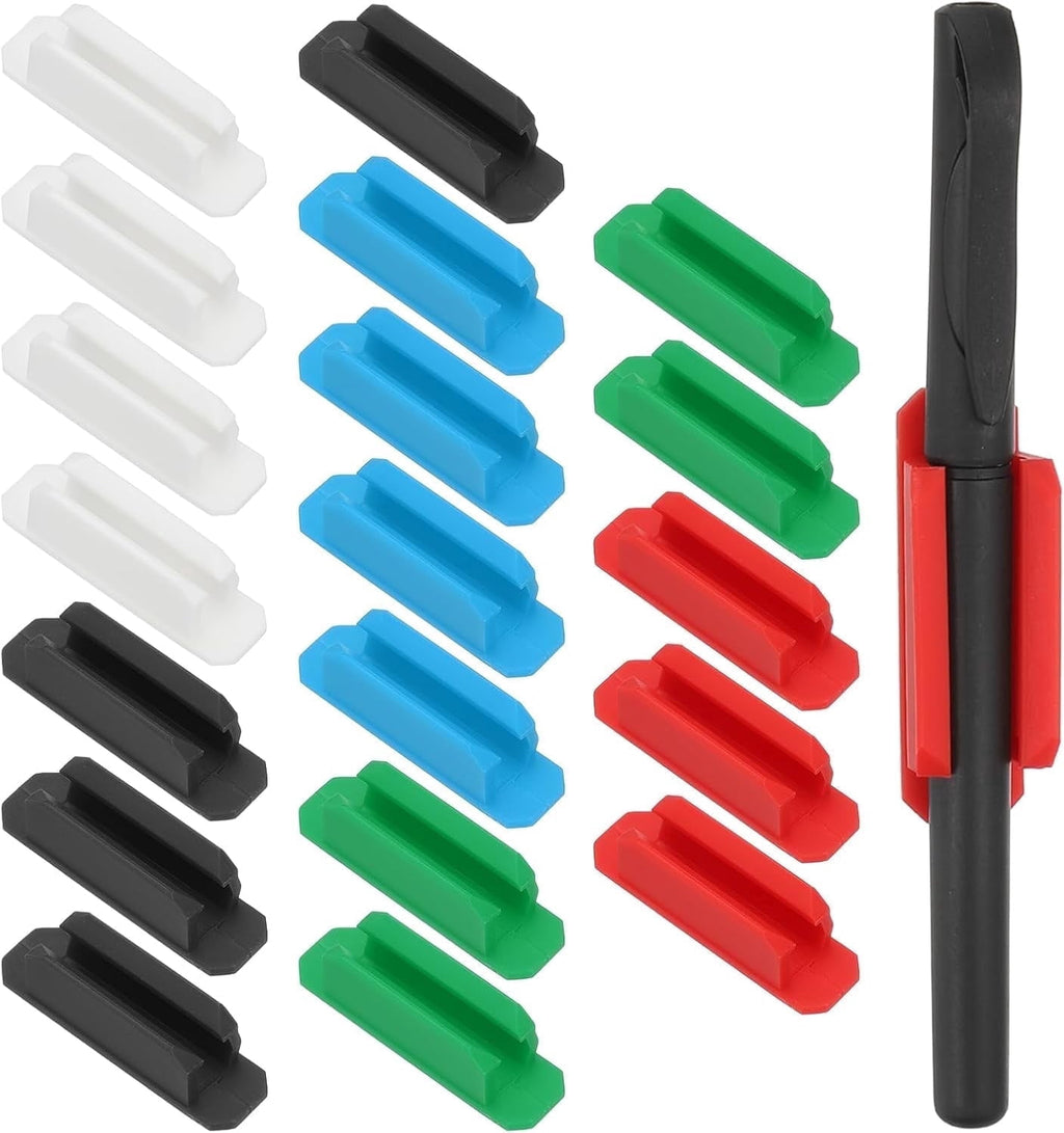 20 Pack Adhesive Silicone Pen Holder, Multicolor Desk Organizer for Classroom, Office, Home & Car, Ideal for Teachers.