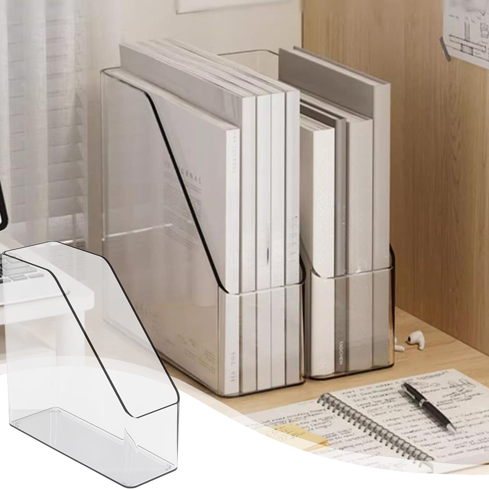 Under $5 Clear Acrylic Magazine File Holder Plastic Desk Organizer Vertical Magazine Rack Desk Folder Document Storag...