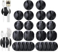 16 Pack Black Self Adhesive Cord Holder, Ideal Management Cord Organizer Wire Keeper for Desk, Nightstand, Phone Char...