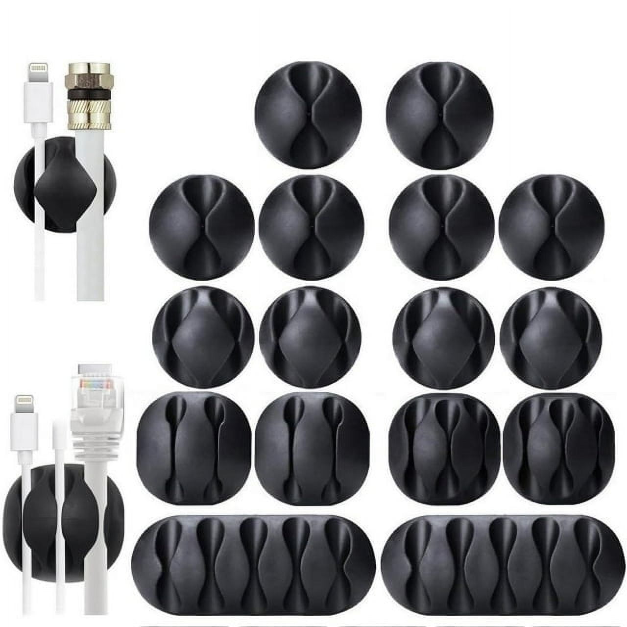 Cable Clips, 16 Pack Black Self Adhesive Cord Holder, Ideal Cable Management Cord Organizer Wire Keeper for Desk, Nig...