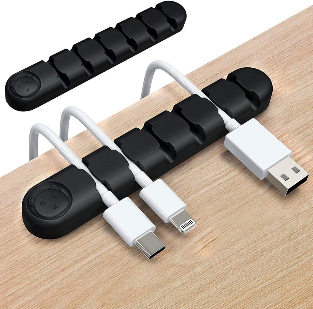 Organizer Desktop, 2 Pieces (6 Slots) Tie Holder Management, Silicone Adhesive Storage For Charger Wires/Computer/Mou...