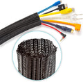 Cable Management, 12 ft Long, 3/4 in. Wide, Braided Cable Sleeve, Wire Loom Split Sleeving for Power Audio and Video ...