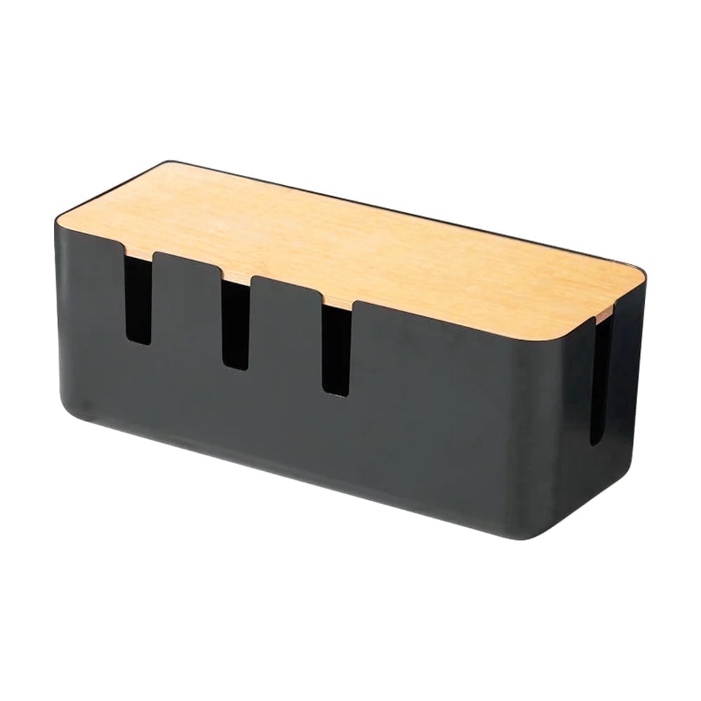 Cable Management Box, Wood Lid, 12x5x4.5 inches, Cord Organizer for Desk TV Computer USB Hub System - Cover, Hide Pow...