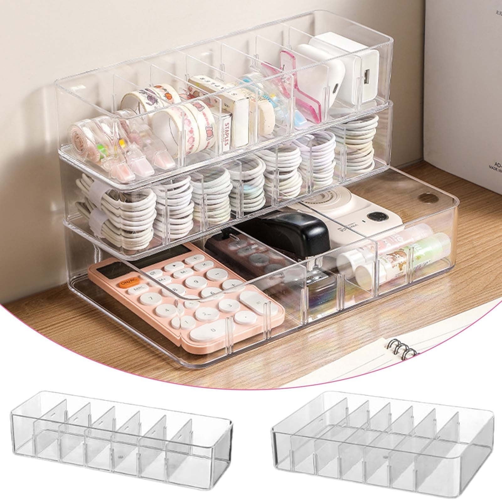 Box with Divider Compartments for Chargers and Cords 27.2x6.6x18.1cm Home (Multicolor)