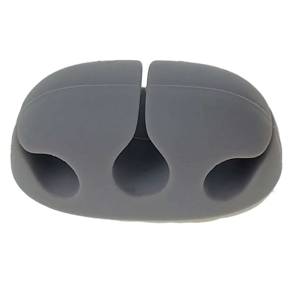 Cable Wholesale -10001 Silicone Desktop Cable Organizer with Adhesive Backing - 3 Slot - Gray