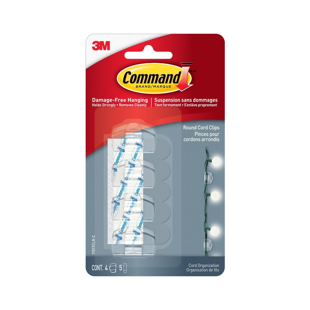 Clear Round Cord Clips, 4 Clear Clip, 5 Strip