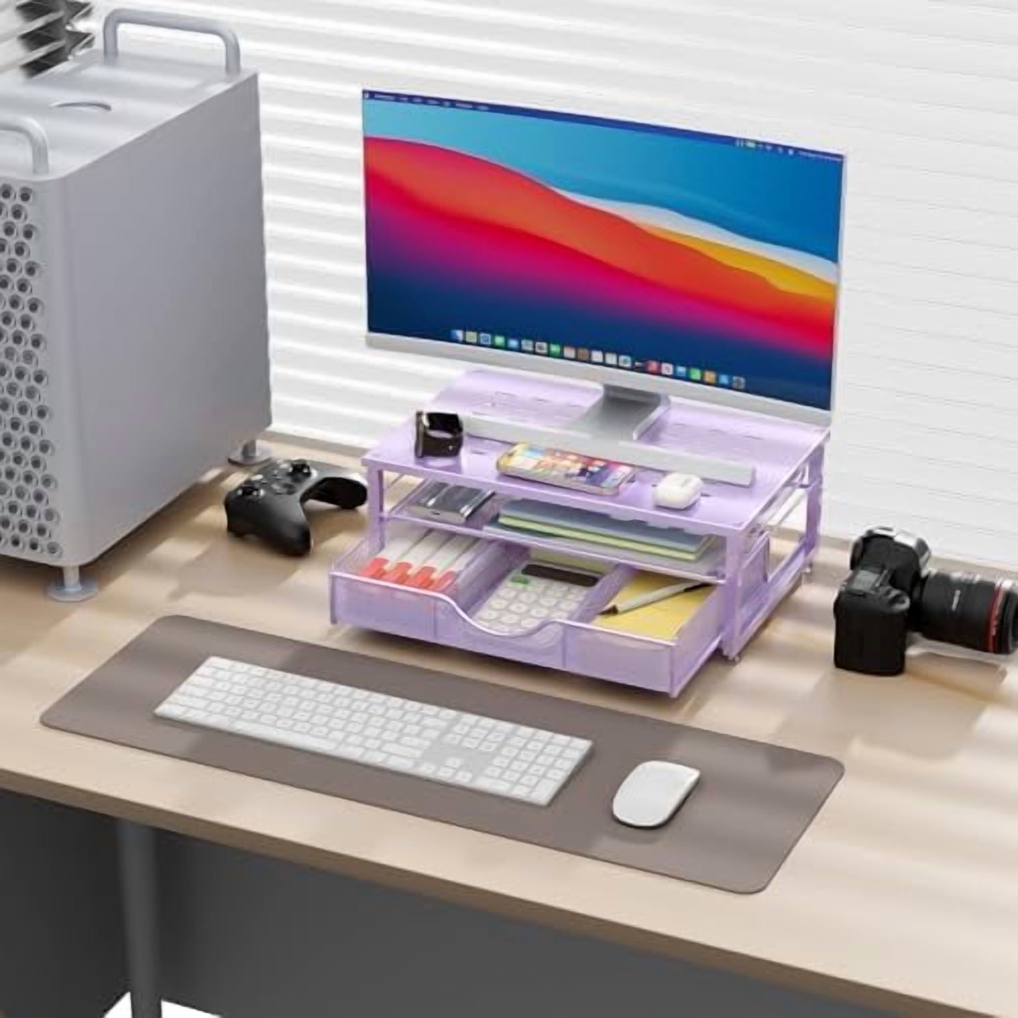Computer Monitor Stand Riser, office organizer with Drawer, Office Organizers Storage for Classroom Office Supplies (...
